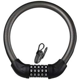 AZPINGPAN Bike Lock AZPINGPAN Bold Bicycle Lock丨Resetable 5-digit Combination Digital Code Extension Cable Ring Lock丨Portable Anti-theft Heavy Motorcycle Mountain Bike Outdoor Riding Accessories (black)