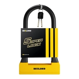 BEELORD Bike U Locks Heavy Duty Anti Theft, Bicycle Lock with Key for Bike、Electric Bike、Scooter、Motorcycle and Some Doors. Yellow X Large