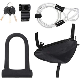 BESPORTBLE Accessories BESPORTBLE Bike U Lock Set Heavy Duty Anti Theft Bicycle Lock with Bicycle Storage Bag Saddle Frame Pouch Flex Steel Bike Lock Cable for Road Bike Mountain Bike Black