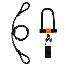 BESPORTBLE Bike Lock BESPORTBLE Outdoor Bicycles U Lock Set with Keys Wirerope PVC Steel Heavy Duty Anti Theft Lock for Bikes Motorcycles Bicycles Door Gates Fence Grill (Orange)