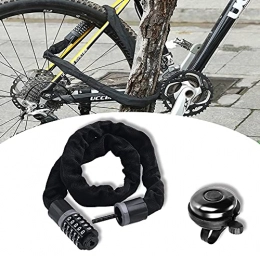 Bicycle Chain Lock, KZIOACSH 120cm/3.94 Feet Long 5.7 mm Chain 5-Digit Resettable Combination Security Anti-Theft Bike Password Lock Chain with Loud Crisp Clear Sound Classic Aluminum Bicycle Bell