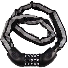 CNSFFS Bike Lock Bicycle Chain Lock With Reflective Strip Bike Lock Safe Anti-Theft Cycling Lock With Resettable 5-Digit Password For Cycle, Motorcycles, Scooters, Sports Equipment, Gates And Fences