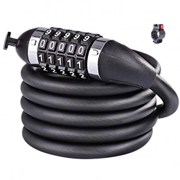 FVGBHN Accessories Bicycle Lock Bike Lock with 5-Digit Resettable Number, 180Cm Heavy Duty Chain Lock, Combination Cable Lock for Bicycle, Scooter, Grills & Other Items That Need to Be Secured, A-1.2M