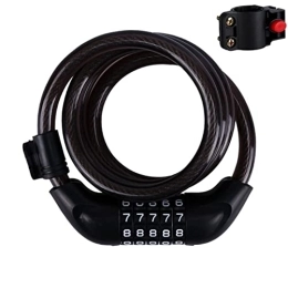 DXSE Accessories Bicycle Lock Electric Vehicle Five-Digit Password Mountain Bike Strip Wire Ring Lengthened Bold Anti-Theft Riding Equipment (Color : Black)