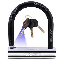 LQLQL Bike Lock Bicycle Lock, Key with Light, Anti-hydraulic Anti-theft Anti-theft, black