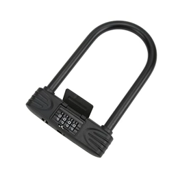 Bicycle Lock with Numbers Black U Lock Alloy Steel Heavy Duty 4 Digit Combination Lock Anti-Theft Password Lock for Bicycle Scooter Motorcycle