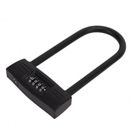 01 02 015 Accessories Bicycle Number Lock, Keys Free Black Shearing Prevention 4 Dial Bike Combination U Padlock for Motorcycle for Electric Vehicle