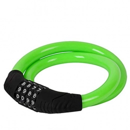 Jingyinyi Accessories Bicycle Safety Lock, 4-Digit Combination Bicycle Lock, Steel Cable Spiral 5-Color Bicycle Lock, 60cm-Green