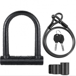 Asotagi Accessories Bicycle U Lock Heavy Duty Combination Bike U Lock Shackle with Security Cable and Sturdy Mounting Bracket Key Anti Theft Bicycle Secure Locks