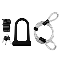 Heall Accessories Bicycle U Lock Security D Shackle Bike Lock with Steel Cable Mounting Bracket Keys Black Bike Accessories-d Shackle Bike Lock
