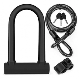 Jingyinyi Accessories Bicycle U-Shaped Lock, high-Performance Shackle D-Shaped Lock, with 3 Keys, 1.2 m Flexible Steel Cable and mounting Bracket