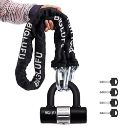 BIGLUFU Accessories BIGLUFU Bike Chain Lock , 120cm Long Heavy Duty Motorcycle Lock, 12mm Thick High Security Cycling Chain Lock with 4 Keys 16mm U Lock for Bicycle, Motorcycle, Door, Gate, Fence, Scooter