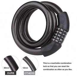 BIGLUFU Bike Lock BIGLUFU Bike Lock Scooter Bicycle Motorcycle Cable Chain Locks Long, Heavy Duty Cables Resettable, 0.79" / 20mm Diameter, 5-Digit Coiled Secure Combination Combiantions, 5FT, 60" / 150cm