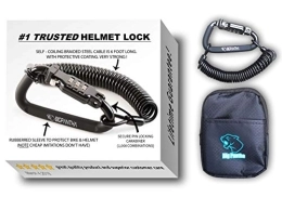 BigPantha Accessories BigPantha Motorcycle Helmet Lock & Cable. Sleek Black Tough Combination PIN Locking Carabiner Device Secures Your Motorbike, Bicycle Crash Hat (and Jacket) to Your Bike.