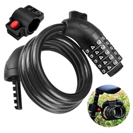 SGSG Accessories Bike Cable Locks, 5-Digits Codes Resettable Cycling Lock Cable with Mounting Bracket Anti-Rust PVC Coating Spiral Cable Lock, for Bicycles Scooter Strollers Lawnmower, 120cm