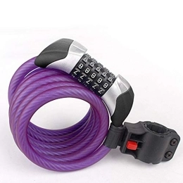 CFCYS Bike Lock Bike Cable Locks, Security 5 Digit Resettable Combination Coiling Lock, Purple Strong Long Anti-Theft Bicycle Cycling Cable Lock For Folding Bike Bicycle Outdoors