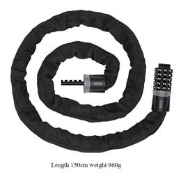 Bike Chain Lock 5-Digit Resettable Combination Bicycle Chain Cable Locks (Color : Black a, Size : 150cm)