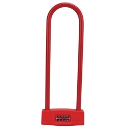 Dioche Bike Lock Bike Combination U Lock, 4 Digital Anti Theft Long Shackle Resettable Padlock, for Bicycle Electric Scooter Motorcycles Metal Fence Gate, Keys Free, Red