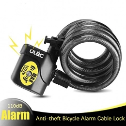 LQLQL Bike Lock Bike Lock Bicycle Electronic Alarm Lock Cycling 110Db Loud Cable Mtb Bicycle Anti-Theft Locks Road Bike Safe Wire Lo, black