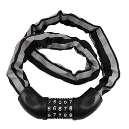 SJSF L Accessories Bike Lock, Bike Chain Lock with Code, High Security Reflective Strips 5 Digit Resettable Combination Bicycle Lock / Cycling Lock 100Cm