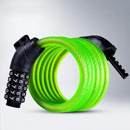 CXYY Bike Lock Bike lock cable / bicycle chain lock / cycling lock (3 colors) with 5-Digits codes (180CM / 12MM) Combination Cable Lock for bike cycle, moto, door, Gate Fence, green password