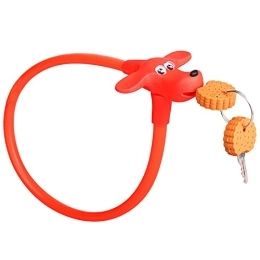 wwwl Accessories Bike Lock Children's Bike Cable Lock Silicone Surface Steel Wire Anti-theft Bicycle Locks Cute Design for kids Bike Accessories (Color : 45cmRed)