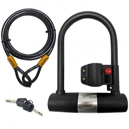 Bike Lock HEAVY DUTY for Bicycle D Lock with Frame Mount Bracket Holder 1.8M (1800MM) Long Cable and 2 Keys - Bike U Lock