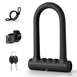 Bike Lock, Silicone Bicycle U-Lock with Steel Cable and Mounting Bracket Set, Steel Cable Mounting Bracket for Road Bike, Electric Bike, Mountain Bike, Folding Bike