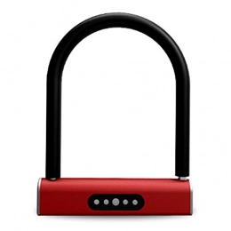 Ouqian Accessories Bike Lock Smart Bluetooth U-lock Anti-theft Lock Anti-hydraulic Shear APP Unlock Electric Motorcycle Bicycle Bicycle Lock Bicycle Lock (Color : Red, Size : One size)