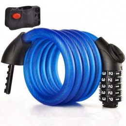No logo Bike Lock Bike Lock Upgrade Bike Code Lock 5 Digit Resettable Number Bike Lock Combination Cable Lock With Mounting Bracket For Outdoor Cycling (Color : Blue)