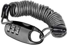  Accessories bike lock with key anti theft Bicycle Lock Bike Cable Locks, Portable Anti-Theft Mini 90cm Elastic Stretch Ultralight 3-Digit Password MTB Bicycle Lock (Color : Black)