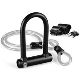 UFFD Bike Lock Bike U Lock Heavy Duty Bike Lock Bicycle U Lock, 16mm Shackle and 120cm / 10mm Length Security Cable with Sturdy Mounting Bracket for Bicycle, Motorcycle and More
