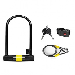 UFFD Bike Lock Bike U Lock, Heavy Duty Combination Bicycle u Lock Shackle Security Cable with Sturdy Mounting Bracket and Key Anti Theft Bicycle Secure Locks (Color : BlackA, Size : 25cm-17cm)