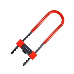 Bike U Lock Outdoor Weatherproof with Combination Locks 4-Digit Dial Type Bicycle Lock Anti-Theft Red-410mm