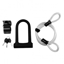 Yisily Accessories Bike U Lock with Cable, Bicycle Lock Security D Shackle Bike Lock with Steel Cable Mounting Bracket Keys Black