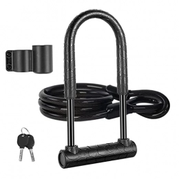 Mirnoadic Accessories Bike U Lock with Cable Heavy Duty Anti-Theft D Shackle Bicycle Lock for Road Bike Cycling Lock