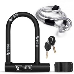 DXSE Accessories Bold Bike U Lock Zinc Alloy Lock Core Bicycle Lock MTB Road Bike Motorcycle Lock Anti-Theft Bike Lock with Bracket (Color : Cable Lock Set)