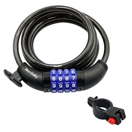 Boviisky Accessories Boviisky Bike Lock Cable 5Ft Resettable Combo Bicycle Cable Lock, Black