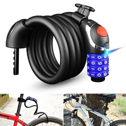 SGSG Bike Lock Cable Lock, 4-Digit Combination Bicycle Lock, 1.2M Bicycle Chain Flexible Steel Security LED Smart Light Lock for Bicycle, Scooter, Grills