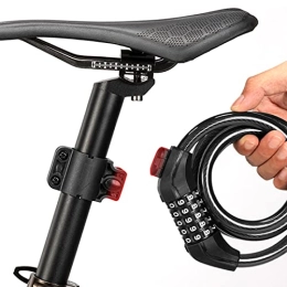 CARBONSMITH Bike Lock Bike Lock Cable 5-Digit Resettable Combination Self Coiling Combination Bicycle Lock Cable with Free Mounting Bracket 1/2 inch Diameter 4 Feet Long