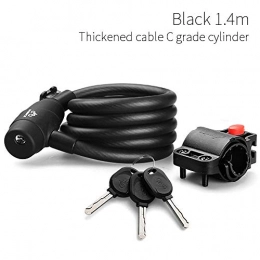 CCZ Accessories CCZ Bicycle Lock bicycle lock bicycle lock anti-theft lock with 3 keys cycling steel wire safety MTB Road bicycle locks-Black Key 140cm