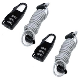 Coshar Accessories Coshar Mini Anti-Theft Bike Lock with Security Cable, Resettable 3 Digit Bike Spring Combination Lock for Gym Locker, Helmet, Gate, Fence, Luggage (2 Pack)