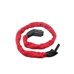 DEFAAZ Bike Lock DEFAAZ Bicycle Lock Heavy Duty Hardened Steel Chain Bicycle Lock Combination Resettable 5-Digit Password Security Anti-Theft Cable Bicycle Lock for Bicycles Red (Color : Red)