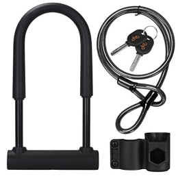DINOKA  DINOKA Bike U Lock, Anti-Cut D Lock Bicycle Lock with 1.2m Flex Cable and Mounting Bracket, High Security for Bicycle, E-Sctooer and Motocycles