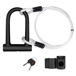 DINOKA  DINOKA Bike U Lock, Heavy Duty High Security D Shackle Bike Lock with 4FT / 1.2M Steel Flex Cable and Sturdy Mounting Bracket for Bikes, Bicycle, Motorbikes, Motorcycles, Gates（Small Size）
