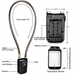 DKWSHB Accessories DKWSHB Bicycle Lock Anti-Lost Keyless Bike Motorcycle Gate Door Anti Theft 110dB Phone Control Bluetooth Smart Lock