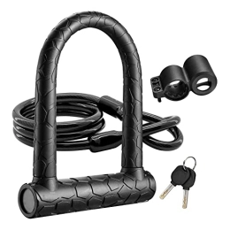 DSMGLSBB Accessories DSMGLSBB Bike U Lock, Anti Theft Bicycle Secure Locks 20Mm Heavy Duty Combination Bicycle D Lock Shackle with Sturdy Mounting Bracket And Key 4Ft Length Security Cable