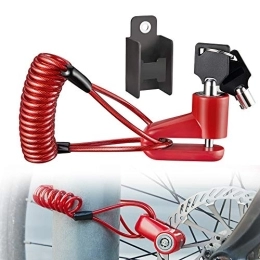 Enmoo Universal Disc Brake Lock Bike Anti -Theft Disc Lock Mountain Road MTB Cycling Rotor Disc Brake Wheel Lock with Reminder Cable Red