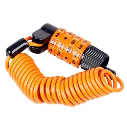 F adhere Accessories F adhere Combination Anti-Theft Bicycle Lock, Durable Cable Chain Alloy Code Lock Mini1200mm 4-Bit Spring Portable Universal, Orange