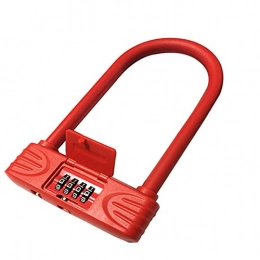 FGJH Accessories FGJH 4 Digit Password Bike Lock Number Combination Resettable Padlock Cycle Security Strong Flexible MTB 828 (Color : Red, Size : 22cmX14.5cmX2.8cm)